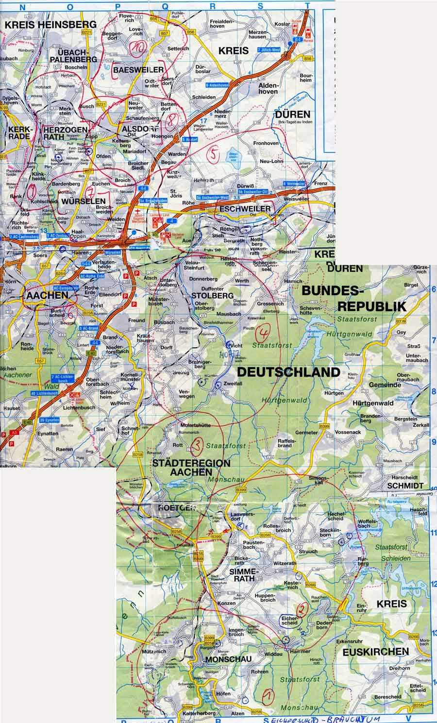 meine recherche mit dem auto durch die 10 gemeinden der städteregion aachen // my research by car through the 10 municipalities of the Städteregion Aachen. 